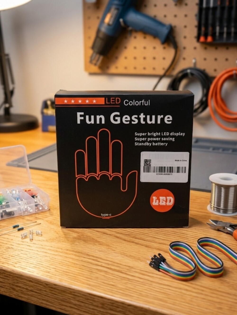 Fun Gesture LED Colorful Hand Display - Black with Orange Accents 4x6